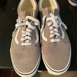 GRAY/WHITE VANS. NEVER WORN.